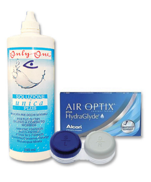 AirOptix plus HydraGlyde sooduskomplekt 3+3 läätse ja Unica Plus 360ml + konteiner